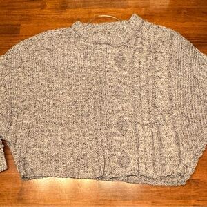 Free People Oversized Cropped Gray Cable Knit Sweater